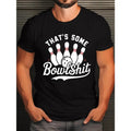 Men's Casual Crew Neck T-Shirt with Bowling Graphic Print, 100% Polyester Knit Fabric, Geometric-Pattern, Short Sleeve...