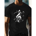 Men's Casual Crew Neck T-Shirt with Intricate Treble Clef Print