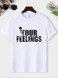 Men's Casual Letter Print Round Neck T-shirt DRG, Streetwear Regular Fit Shortsleeve Crewneck T-Shirt DRG for Summer,...
