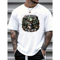 Men's Casual Reindeer Print T-Shirt - Soft Cotton, Crew Neck, Short Sleeve, Machine Washable