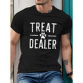 Men's Casual Short Sleeve T-Shirt with "TREAT DEALER" Print, Geometric Pattern, Knit Fabric, Regular Fit, Summer...