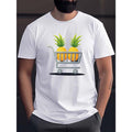 Men's Casual Short Sleeve T-Shirt with Unique Pineapple & Shopping Cart Print