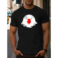 Men's Casual Sports Tee -Round Neck, Letter Print Design, Machine Washable