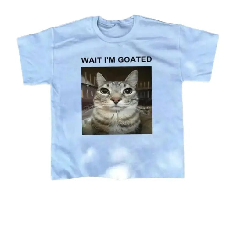 Men's Cat & Letter Print Regular Fit Tee for Daily Wear - Street Fashion Casual Short Sleeve Printed Shirt for Summer -...