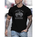 Men's Classic Motorcycle Graphic Print Crew Neck Short Sleeve Cotton T-Shirt, Modern Summer Fashion Streetwear Top for...