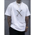 Men's Classic White Cotton T-Shirt with Stylish X-Letter Design