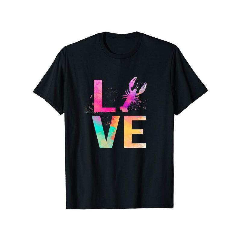 Men's Colorful Crayfish Graphic Tee - Casual Cotton T-Shirt with Geometric Design, Round Neck, Summer Wear made in usa...