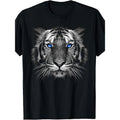 Men's Cool White Tiger Graphic Tee - 100% Cotton, Casual & Sporty, Loose Fit, Machine Washable