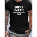 Men's Cotton Casual T-Shirt with Funny Slogan, Crew Neck, Short Sleeve, Regular Fit, Rib-Knit Summer Tee with Slight Stretch