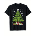 Men's Cotton Christmas Tree Print Graphic Tee, Casual Short Sleeve Crew Neck T-shirt, Xmas Outdoor Clothes, Gift For Men...