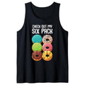 Men's Cotton Sleeveless Tank Top with Donut Print, Casual Crew Neck Vest, Loose Fit Knit Fabric, Medium Stretch, for...