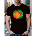 Men's Creative Basketball Graphic Crew Neck T-Shirt, Casual Style Knit Fabric Shirt with Slight Stretch, Regular Fit...