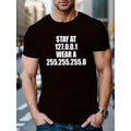 Men's Creative Short Sleeve Casual T-Shirt, Summer Outdoor Crew Neck Top with Unique Numeric Print, Knit Fabric with...