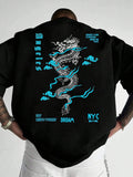 Men's Dragon & Letter Print Round Neck Tee, Regular Fit Casual Fashion Short Sleeve T-shirt for Daily Wear, Men's Top for...