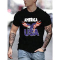 Men's Eagle And Letter Printed Short Sleeve T-Shirt made in usa Hoodie, Sweatshirt | GrindPrints.com