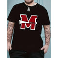 Men's Fashion T-shirt With Letter "M" And Baseball Bat Graphic Print, Pure Cotton Round Neck Short Sleeves, Comfortable...