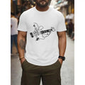 Men's Fashionable Round Neck Short Sleeve Guitar Print T-Shirt for Everyday Comfortable Wear Made in USA Hoodie, Sweatshirt