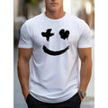 Men's Fashionable Smile Graphic Crew Neck Tees - Ultra-Soft, Breathable, Comfortable, Short Sleeve, Summer Essential...