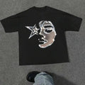 Men's Figure & Star Print Drop Shoulder Tee, Regular Fit Street Fashion Short Sleeve Round Neck T-shirt for Daily Wear,...
