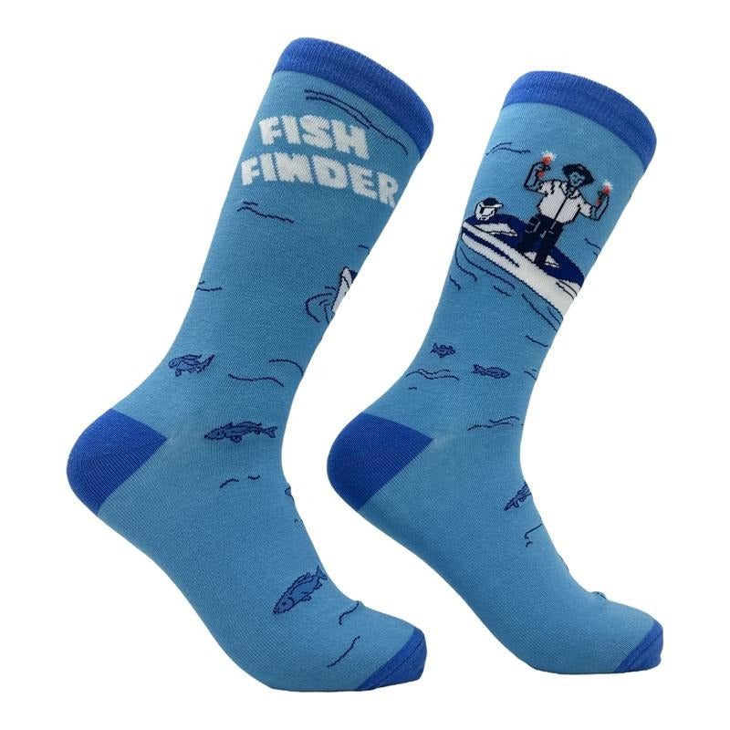 Men's Fish Finder Socks Funny Sarcastic Fishing Graphic Footwear Funny Graphic Socks Comfortable Fitted Spandex Cotton...