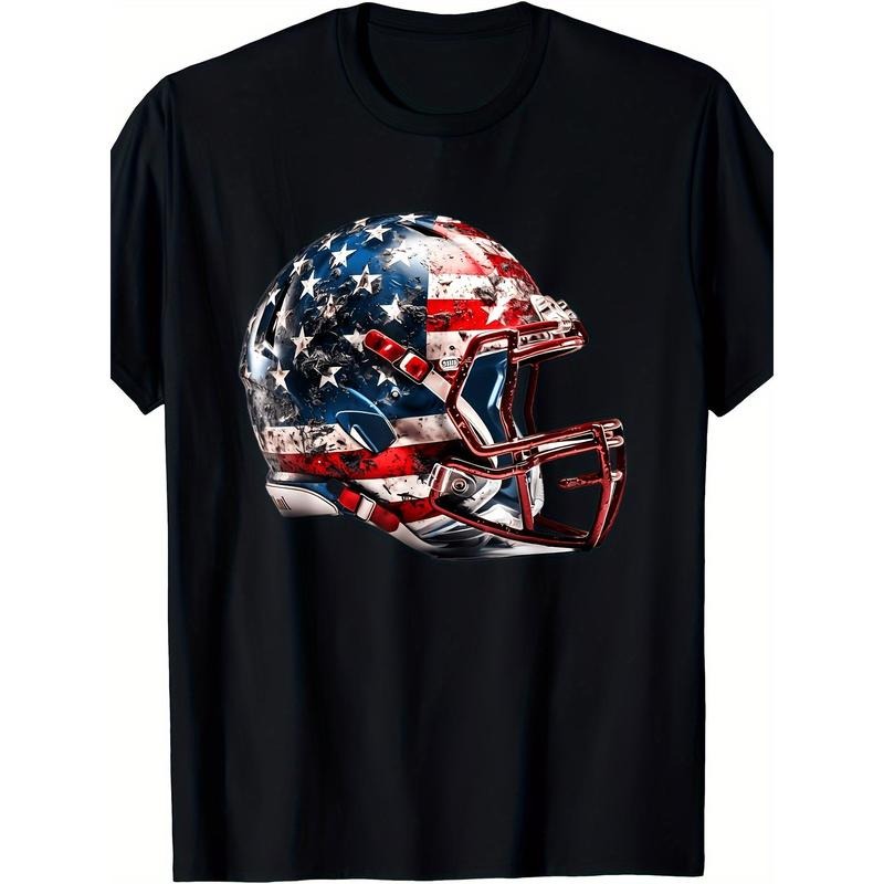 Men's Football Short Sleeved American Football Helmet, American Flag Men's T-shirt made in usastyle{n002}2 Hoodie, Sweatshirt