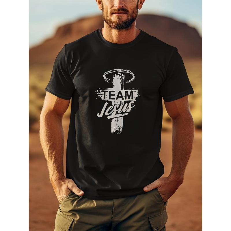 Men's Front Printed Short-sleeved T-shirt - Comfortable & Breathable Cotton - Vintage Pullover Top