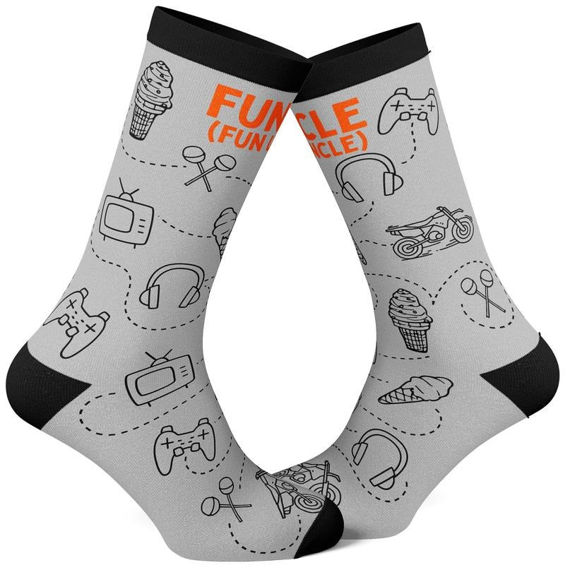 Men's Funcle Socks Funny Cool Uncle Family Fun Activities Gaming Ice Cream Footwear Funny Graphic Socks Comfortable...