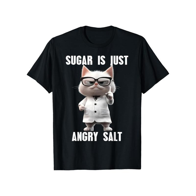 Men's Funny Chemist Cat Graphic Tee - 100% Cotton, Casual Fit, Short Sleeve T-Shirt for Summer  made in usa Hoodie,...