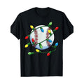 Men's Funny Christmas Baseball & Xmas Lights Print T-Shirt