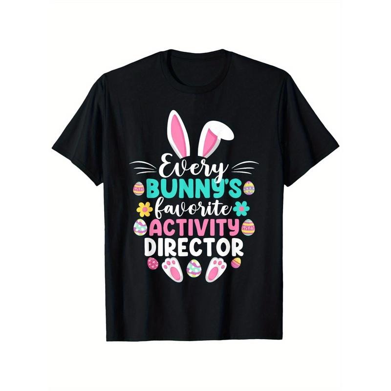 Men's Funny Easter T-Shirt - 'Every Bunny's Favorite Activity Director' Design, Crew Neck Tee with Easter Egg & Bunny...