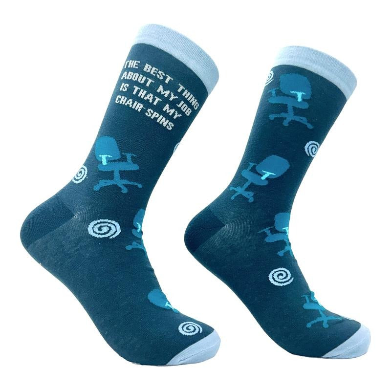 Men's Funny Socks The Best Thing About My Job Is That My Chair Spins Joke Footware Funny Graphic Socks Comfortable Fitted...