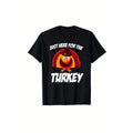 Men's Funny Turkey Print T-Shirt - 100% Cotton, Casual & Comfortable, Perfect for Thanksgiving