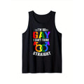 Gay Pride Rainbow Tank Top "I'M So Gay I Can'T THINK 00 Straight" Soft & Breathable Cotton Sleeveless Shirt LGBTQ Events Casual Outdoor Activities Gays T-Shirts, Hoodie, Sweatshirt