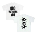 Men's God Watching You Graphic Short Sleeve T-Shirt - Cotton Shirt - S to 4XL