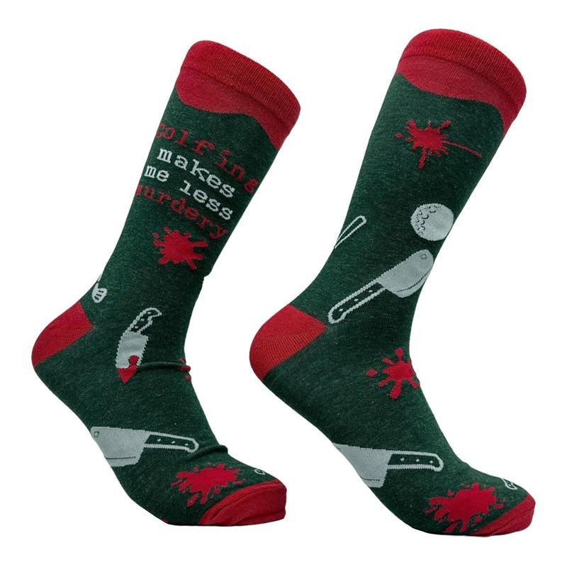 Golfing Makes Me Less Murdery Socks Funny Golf Lovers Footwear Funny Socks Comfortable Fitted Spandex Cotton T-Shirts, Hoodie, Sweatshirt