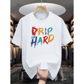 Men's Graphic T-Shirt "Drip Too Hard" Lettering, Colorful Print Casual Crew Neck Tee, Polyester Knit Fabric, Regular Fit...