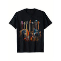 Men's Guitar Graphic Tee - Short Sleeve Crew Neck Cotton T-shirt for Outdoor Casual Wear with Comfortable Fit and Stylish...