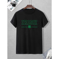 Men's IRISH Lucky Style Print Short Sleeve T-Shirts, Comfy Casual Elastic Crew Neck Tops For Men's Outdoor Activities...