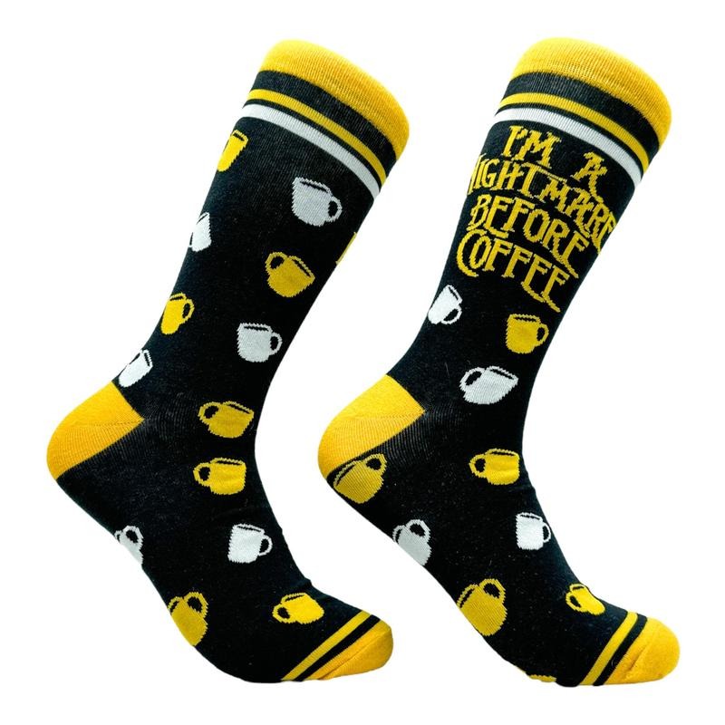 Men's Im A Nightmare Before Coffee Socks Funny Christmas Caffeine Lovers Footwear Funny Graphic Socks Comfortable Fitted...