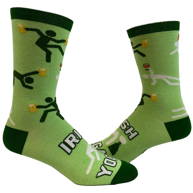 Men's Irish Yoga Socks Funny St. Patrick's Day Drinking Party Novelty Footwear Funny Graphic Socks Comfortable Fitted...