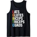 Men's LGBTQ Pride Muscle Tank Top - "LATS GLUTES BICEPS TRICEPS QUADS" Funny Graphic Design