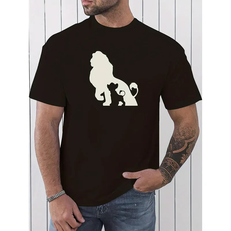 Men's Lion Graphic Tee | Comfort-Fit & Durable | Easy-Care Crew Neck | Fashion-Forward Casual Summer Top Made in USA...