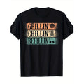 Men's Loose-Fit Cotton Crew Neck T-Shirt, Funny Retro BBQ Dad Design, Perfect for Grilling Events, Comfortable and...
