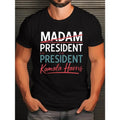 Men's Pattern T-Shirt - Casual Crew Neck T-Shirt with President's Wife Pattern, Slight Stretch Knitted Fabric, Geometric...
