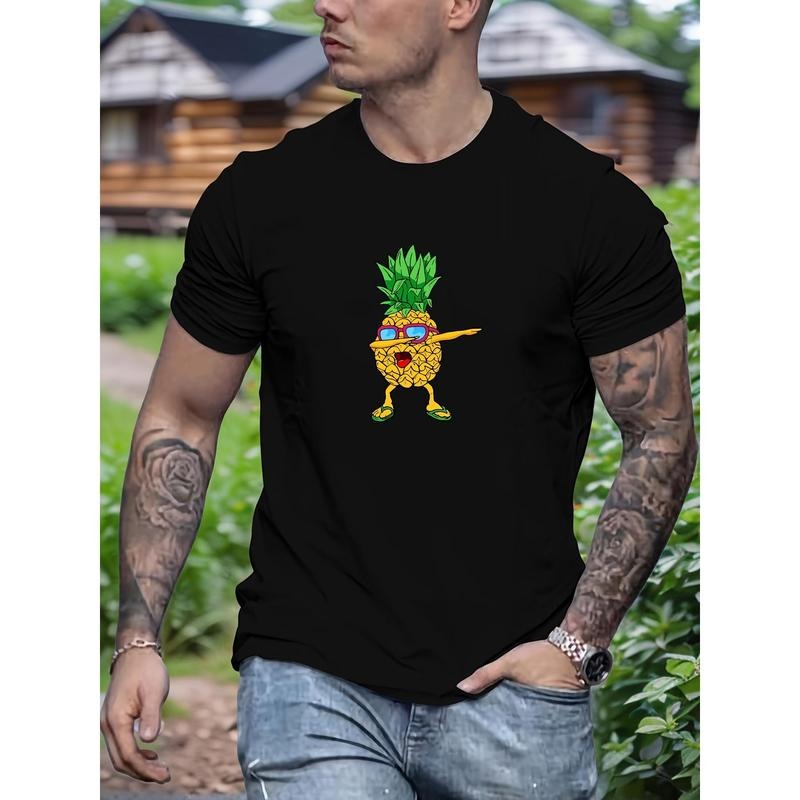 Pineapple Print Casual Breathable Polyester Crew Neck Short Sleeve Summer Made Usa T-Shirts, Hoodie, Sweatshirt