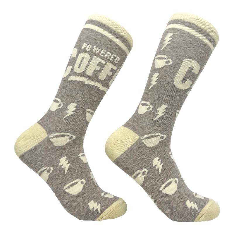 Men's Powered By Coffee Socks Funny Caffeine Lovers Novelty Socks Funny Graphic Socks Comfortable Fitted Spandex Cotton...