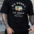 Men's Regular Fit Car & Letter Print Round Neck Tee, Crewneck Shortsleeve T-Shirt for Daily Outdoor Wear, Going Out...