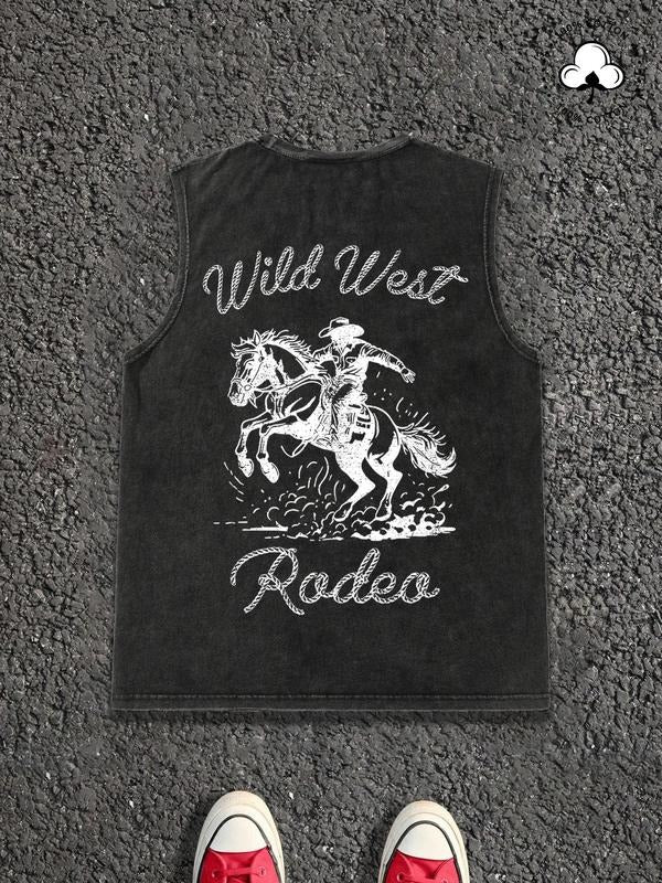 Men's Regular Fit Horse Riding Print Graphic Tank Top, Casual Sleeveless Top for Summer, Fashion Men's Clothes for Daily...