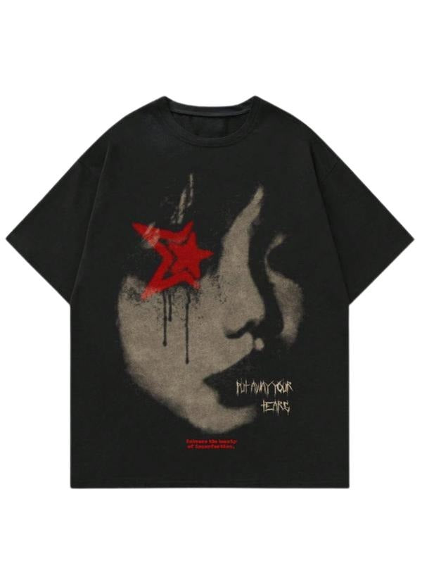 Men's Regular Fit Star & Figure Print Round Neck, Casual Streetwear Short Sleeve T-Shirt,S-3XL, Streetwear & Underwear...