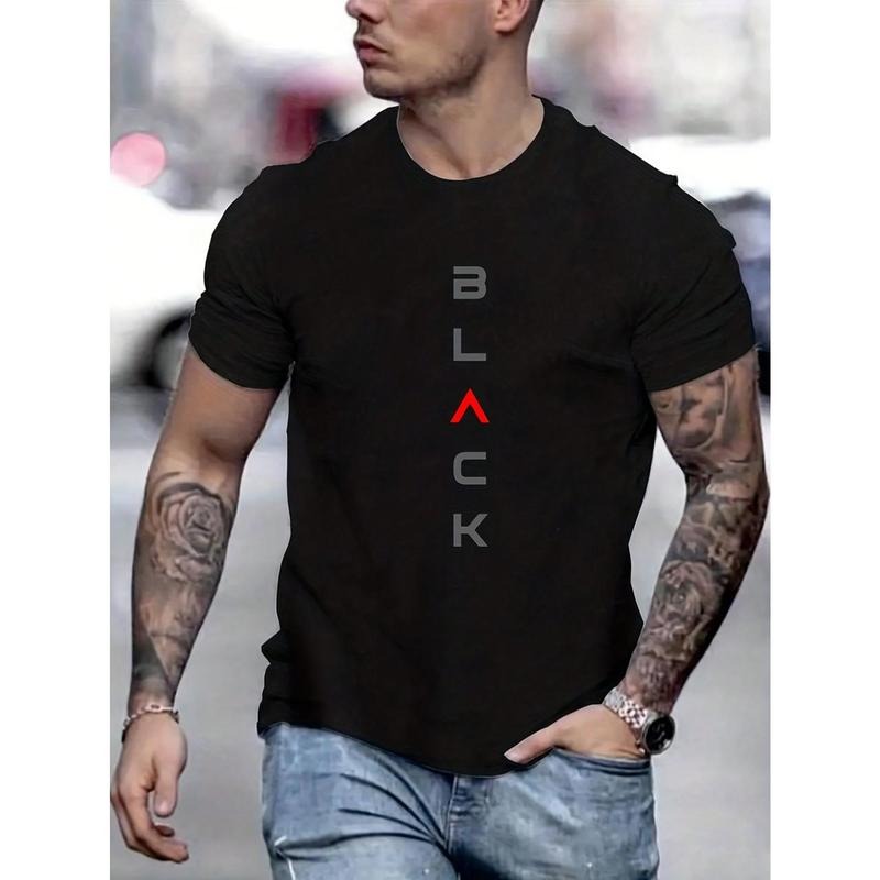 Men's Short Sleeve T-Shirt With Letter Print And Round Neckline Made in USA Hoodie, Sweatshirt | GrindPrints.com